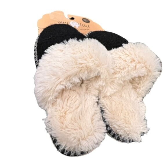 NWT GAA HUU Women’s Faux Shearling Closed Toe Black Slippers Size Small 5-6 SOFT - Picture 2 of 11